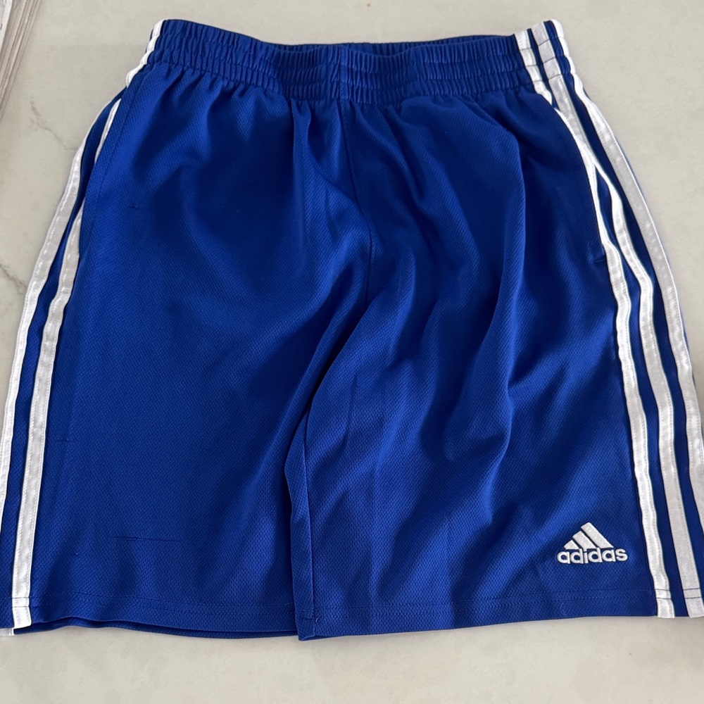 Adidas Royal Blue Shorts with White Stripes